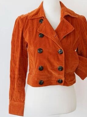 Raffaella Women's Double-Breasted Corduroy Jacket - Orange